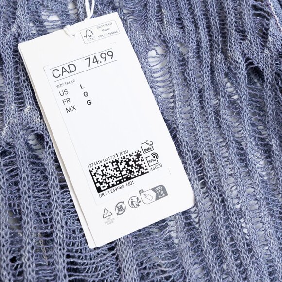 Hm Studio Collection Tie Strap Knitted Top Linen Blend Dusty Blue Large - Picture 12 of 14